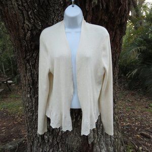 Daisy Fuentes Open Front Ivory Light Knit Sweater Large